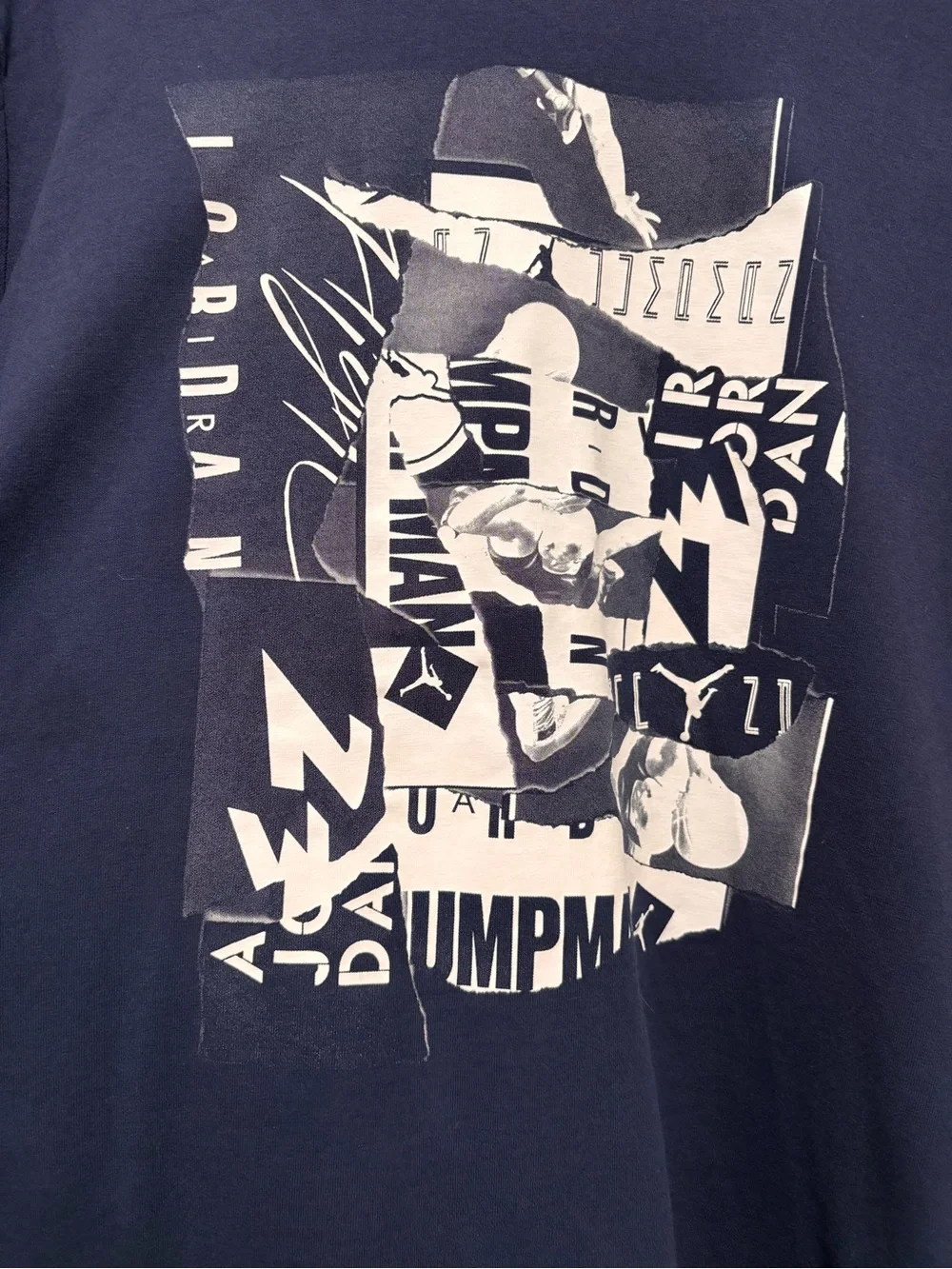 Jordan Navy Short Sleeve Graphic Tee with White Print